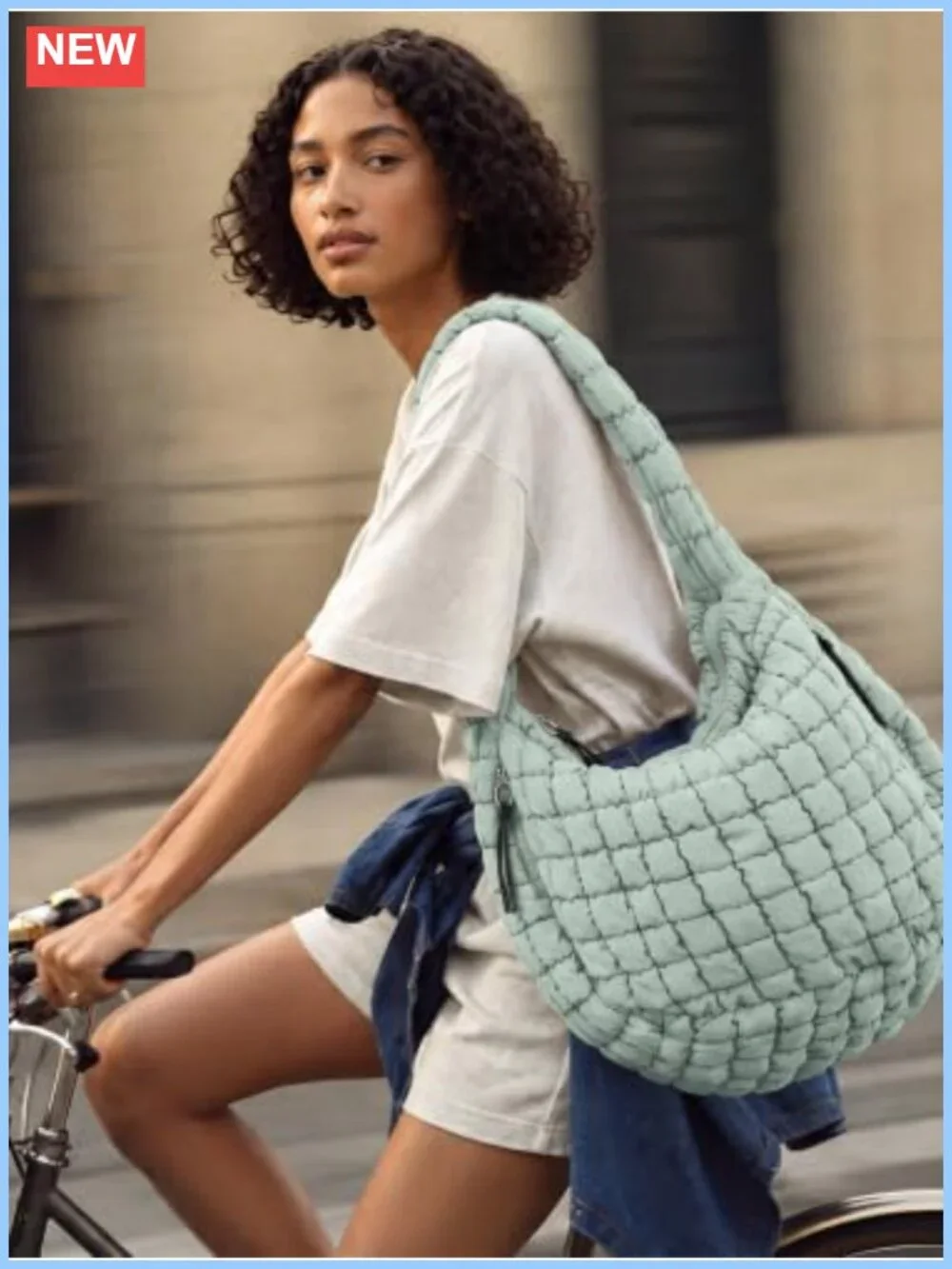 Quilted Carryall Tote Bag Women Crossbody Hobo Lightweight Padded Shoulder Bag